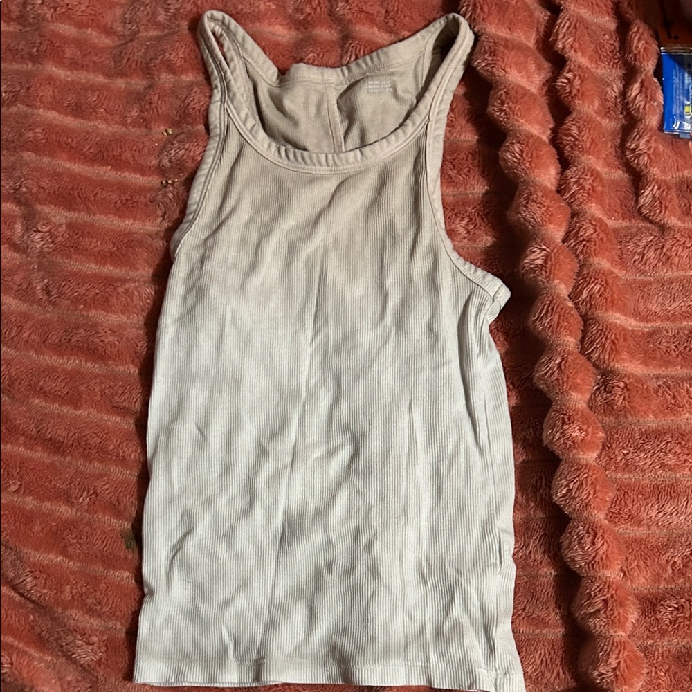 Aerie Cream Ribbed Tank Top